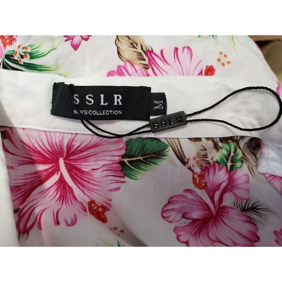 SSLR Button Up Hawaiian Shirt Hibiscus Medium M 100% Cotton new other Mens - Picture 8 of 9